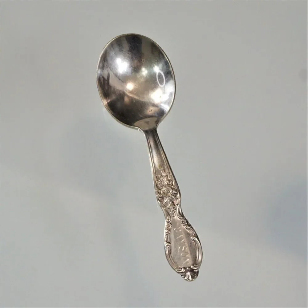 Vintage Baby Spoon Engraved JAYSON Victorian Rose Pattern Wm Rogers & Sons IS